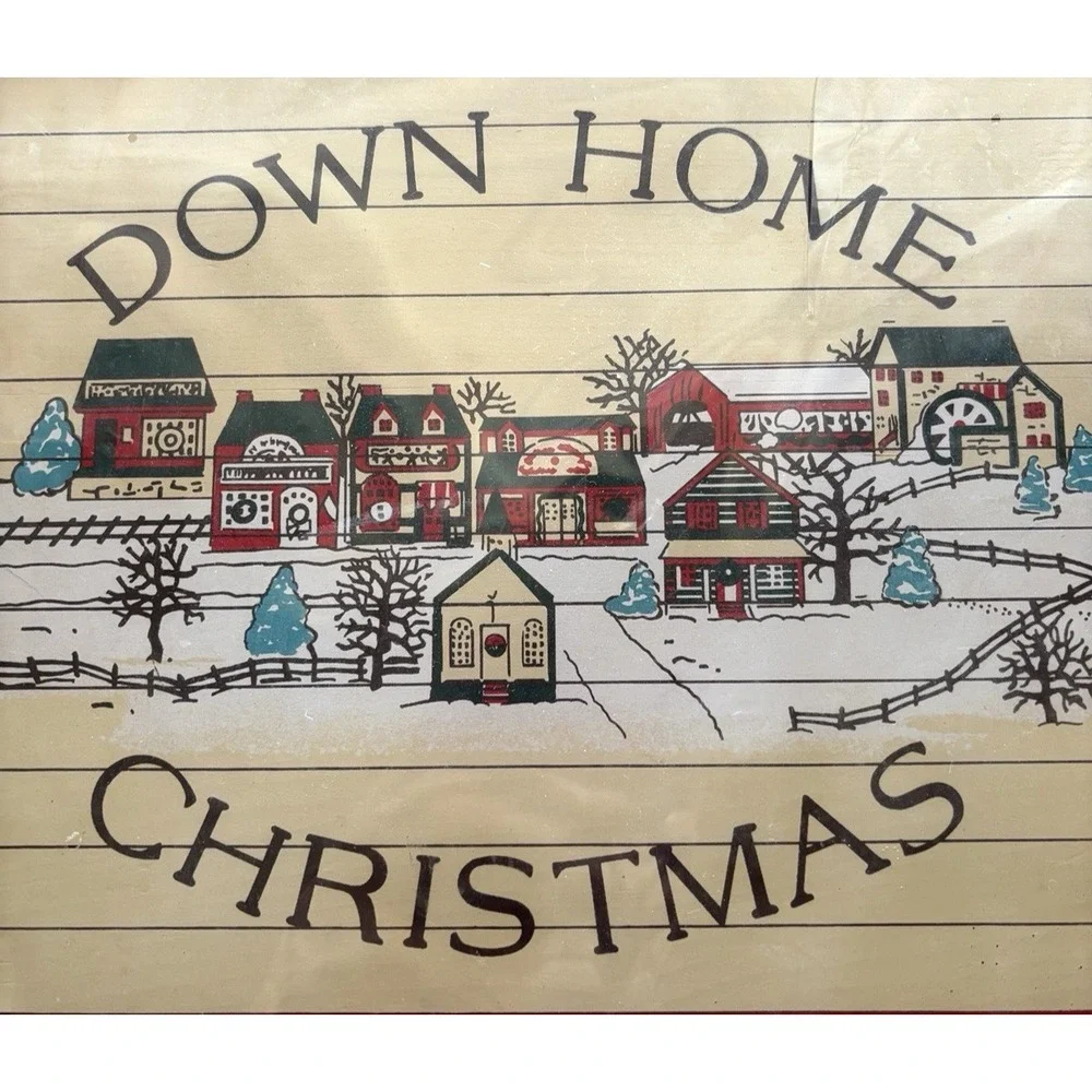 Vtg Target Down Home Christmas Wooden Wall Plaque New Snowy Village Taiwan